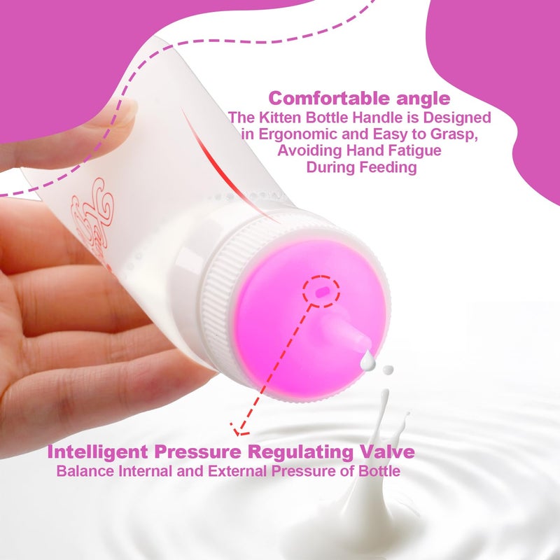 Xuanda Pet Feeding Nipple with Syringe, Soft Silicone Nursing Pet Feeding Bottle, Ventilation Valve Resistant Tearing for Puppies, Kittens, Rabbit, Small Wildlife (M Nipple,Pink) - Image 5